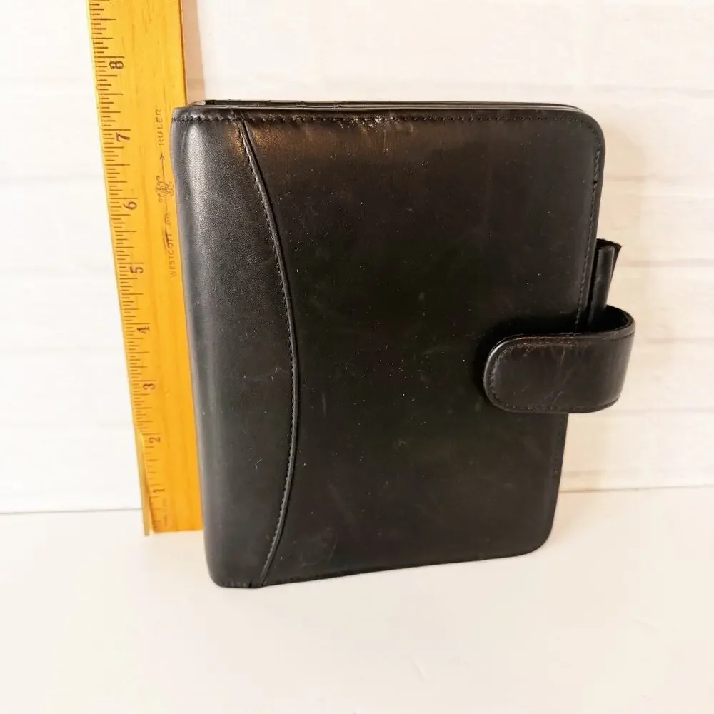 Franklin Quest Full Grain Nappa Leather Day Planner Black 6 Ring 6